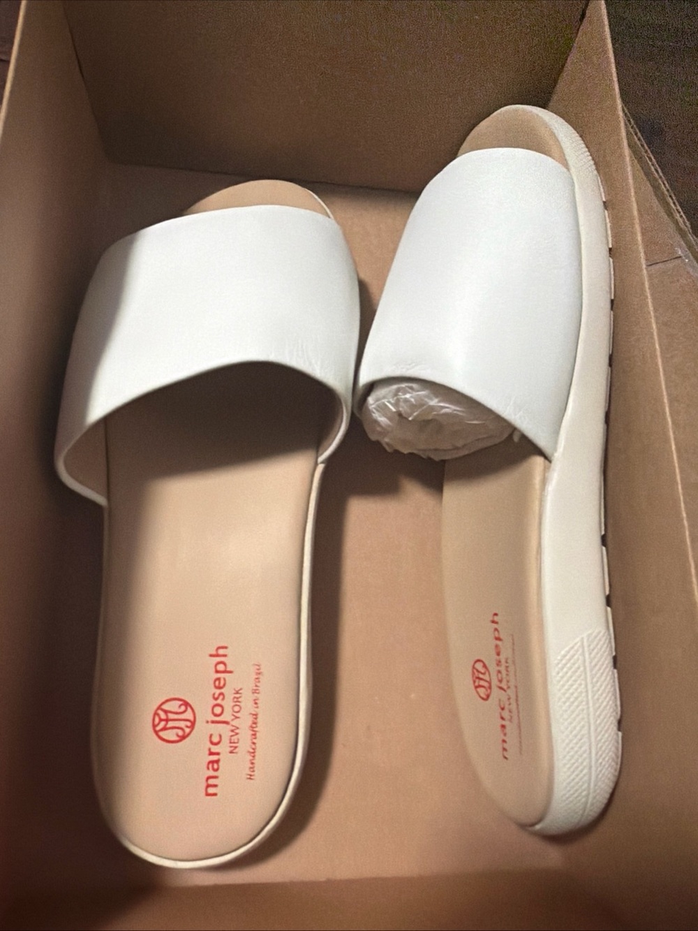 Marc Joseph New York Emery Ave Sandal Women's US 8.5 White Slip-On Slide KHD1229